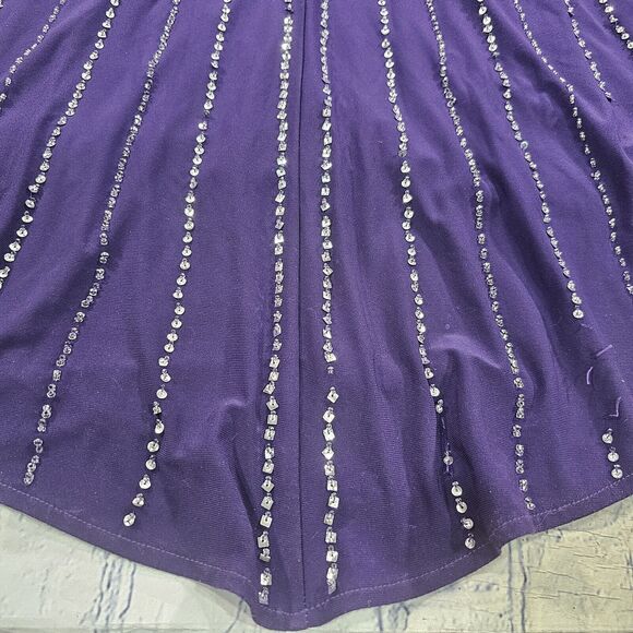 Betsy & Adam WOMENS SIZE 0 Purple Metallic Halter Formal Evening Dress Gown - Picture 8 of 16